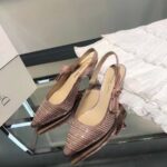 Dior Women CD J'Adior Slingback Pump Gold-Tone Cotton Embroidered Metallic Thread Strass – Bild 4