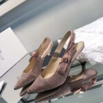 Dior Women CD J'Adior Slingback Pump Gold-Tone Cotton Embroidered Metallic Thread Strass – Bild 5