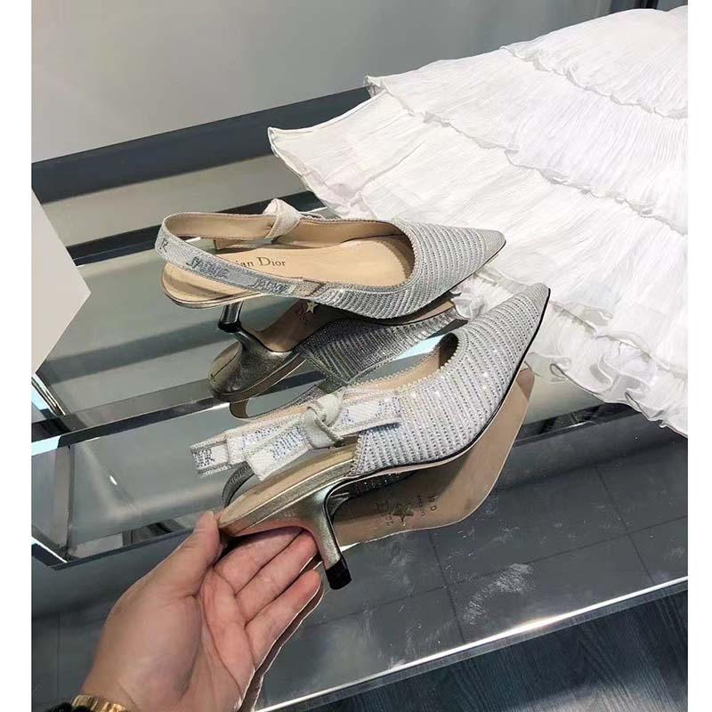 Dior Women CD J'Adior Slingback Pump White Cotton Dior Women CD J'Adior Slingback Pump White Cotton