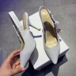 Dior Women CD J'Adior Slingback Pump White Cotton Embroidery 10 Cm Heel – Image 9