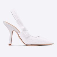 Dior Women CD J’Adior Slingback Pump White Cotton Embroidery 10 Cm Heel (3)