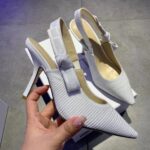 Dior Women CD J'Adior Slingback Pump White Cotton Embroidery 10 Cm Heel – Image 8