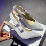 Dior Women CD J'Adior Slingback Pump White Cotton Embroidery 10 Cm Heel – Image 7