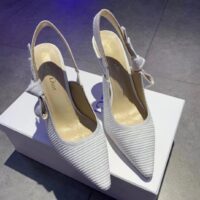 Dior Women CD J’Adior Slingback Pump White Cotton Embroidery 10 Cm Heel (3)