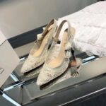 Dior Women CD J'Adior Slingback Pump White Macramé Embroidered Cotton – Bild 4