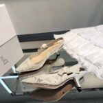 Dior Women CD J'Adior Slingback Pump White Macramé Embroidered Cotton 6.5 Cm Heel - Image 4