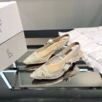 Dior Women CD J’Adior Slingback Pump White Macramé Embroidered Cotton 6.5 Cm Heel (5)