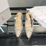 Dior Women CD J'Adior Slingback Pump White Macramé Embroidered Cotton 6.5 Cm Heel - Image 3