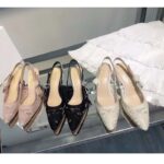 Dior Women CD J'Adior Slingback Pump White Macramé Embroidered Cotton 6.5 Cm Heel - Image 8