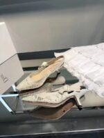 Dior Women CD J'Adior Slingback Pump White Macramé Embroidered Cotton – Bild 5