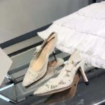 Dior Women CD J'Adior Slingback Pump White Macramé Embroidered Cotton – Bild 3