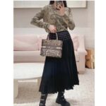 Dior Women CD Medium Book Tote Brown Toile De Jouy Embroidery - Image 12