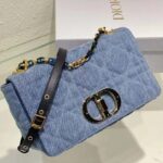 Dior Women CD Medium Dior Caro Bag Bright Blue Macrocannage Denim - Imagen 3