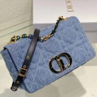 Dior Women CD Medium Dior Caro Bag Bright Blue Macrocannage Denim (3)