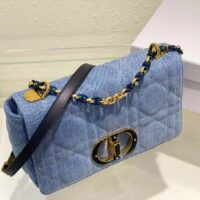 Dior Women CD Medium Dior Caro Bag Bright Blue Macrocannage Denim (3)