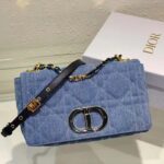 Dior Women CD Medium Dior Caro Bag Bright Blue Macrocannage Denim - Imagen 2