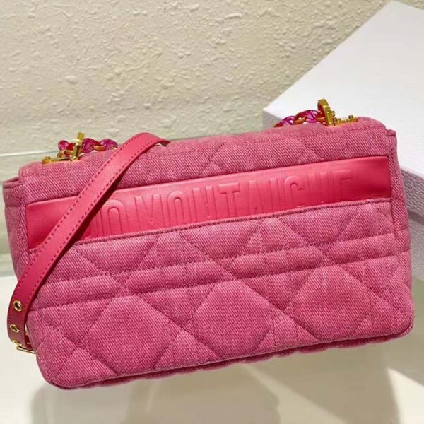 Dior Women CD Medium Dior Caro Bag Bright Pink Macrocannage Denim (1)
