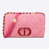 Dior Women CD Medium Dior Caro Bag Bright Pink Macrocannage Denim