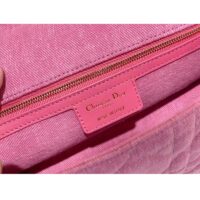 Dior Women CD Medium Dior Caro Bag Bright Pink Macrocannage Denim (12)