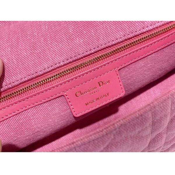 Dior Women CD Medium Dior Caro Bag Bright Pink Macrocannage Denim (2)