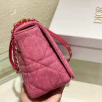 Dior Women CD Medium Dior Caro Bag Bright Pink Macrocannage Denim (12)