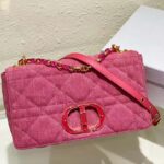 Dior Women CD Medium Dior Caro Bag Bright Pink Macrocannage Denim - Imagen 2