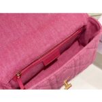 Dior Women CD Medium Dior Caro Bag Bright Pink Macrocannage Denim - Imagen 7