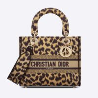 Dior Women CD Medium Lady D-Lite Bag Beige Multicolor Mizza Embroidery (7)