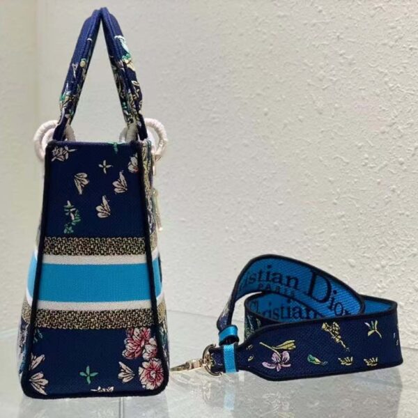 Dior Women CD Medium Lady D-Lite Bag Blue Multicolor D-Constellation Embroidery (1)