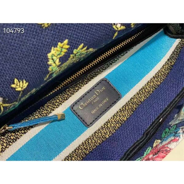 Dior Women CD Medium Lady D-Lite Bag Blue Multicolor D-Constellation Embroidery (10)