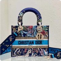 Dior Women CD Medium Lady D-Lite Bag Blue Multicolor D-Constellation Embroidery (7)