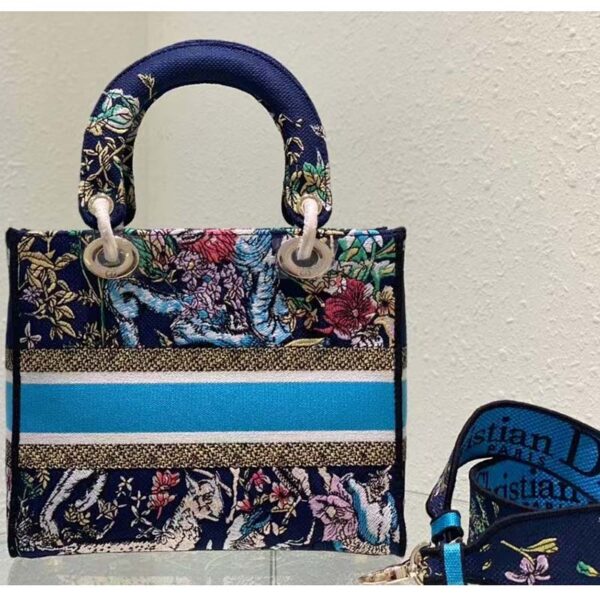 Dior Women CD Medium Lady D-Lite Bag Blue Multicolor D-Constellation Embroidery (3)