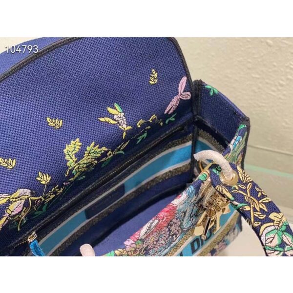 Dior Women CD Medium Lady D-Lite Bag Blue Multicolor D-Constellation Embroidery (4)