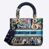 Dior Women CD Medium Lady D-Lite Bag Blue Multicolor D-Constellation Embroidery