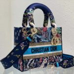 Dior Women CD Medium Lady D-Lite Bag Blue Multicolor D-Constellation Embroidery – Image 4