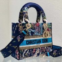 Dior Women CD Medium Lady D-Lite Bag Blue Multicolor D-Constellation Embroidery (7)