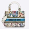 Dior Women CD Medium Lady D-Lite Bag Latte Multicolor D-Constellation Embroidery