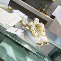Dior Women CD Shoes Dior Vibe Sneaker White Mesh Gold Tone Technical Fabric (7)