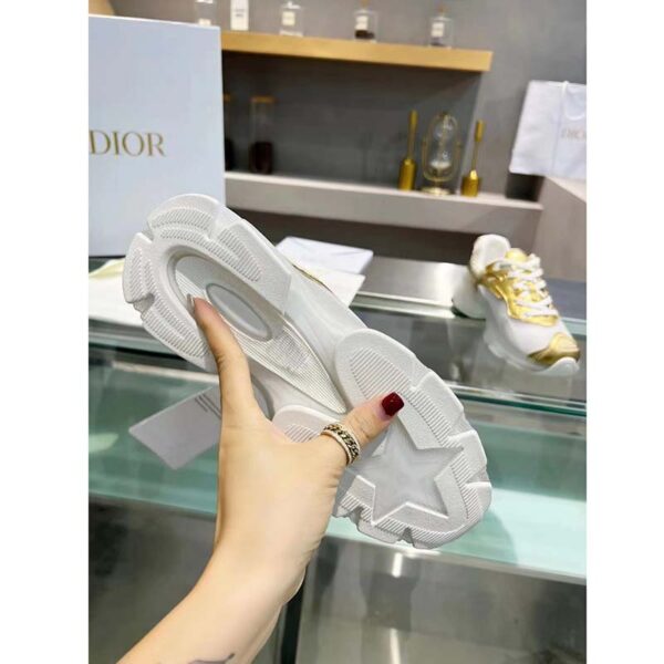Dior Women CD Shoes Dior Vibe Sneaker White Mesh Gold Tone Technical Fabric (12)