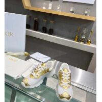 Dior Women CD Shoes Dior Vibe Sneaker White Mesh Gold Tone Technical Fabric (7)