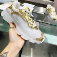 Dior Women CD Shoes Dior Vibe Sneaker White Mesh Gold Tone Technical Fabric (7)