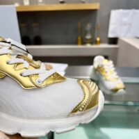 Dior Women CD Shoes Dior Vibe Sneaker White Mesh Gold Tone Technical Fabric (7)