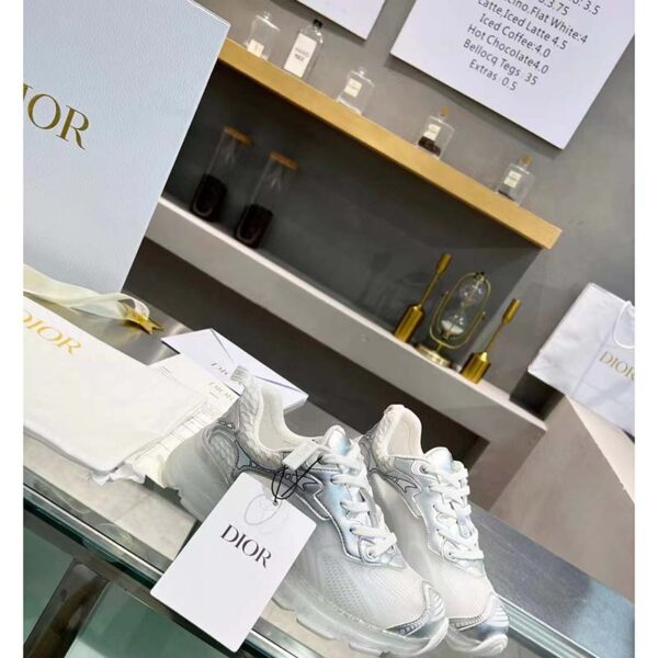 Dior Women CD Shoes Dior Vibe Sneaker White Mesh Silver Tone Technical Fabric (10)