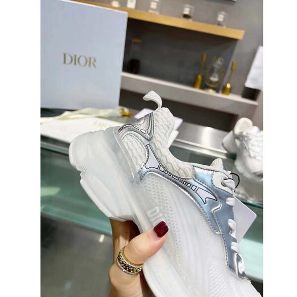 Dior Women CD Shoes Dior Vibe Sneaker White Mesh Silver Tone Technical Fabric (13)