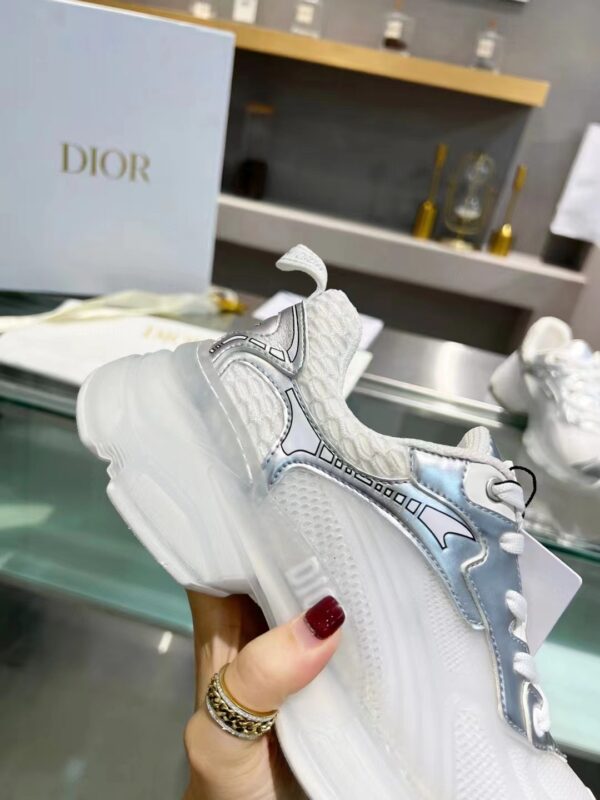 Dior Women CD Shoes Dior Vibe Sneaker White Mesh Silver Tone Technical Fabric (13)