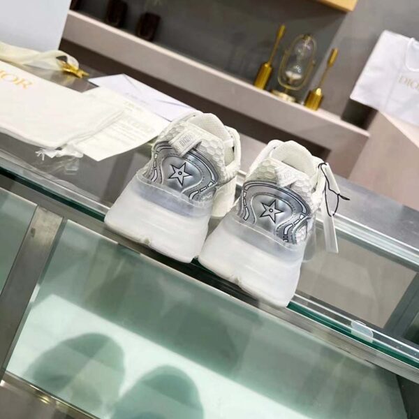 Dior Women CD Shoes Dior Vibe Sneaker White Mesh Silver Tone Technical Fabric (3)