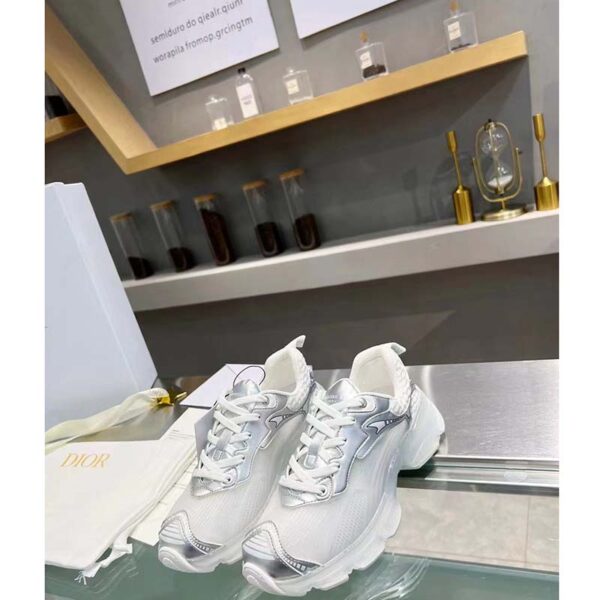Dior Women CD Shoes Dior Vibe Sneaker White Mesh Silver Tone Technical Fabric (9)