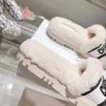 Dior Women CD Shoes Dway Slide Black Embroidered Cotton Honey Shearling - Imagen 10