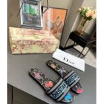 Dior Women CD Shoes Dway Slide Black Multicolor Embroidered Cotton Pixel Zodiac Motif - Imagen 2
