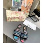Dior Women CD Shoes Dway Slide Black Multicolor Embroidered Cotton Pixel Zodiac Motif - Imagen 4